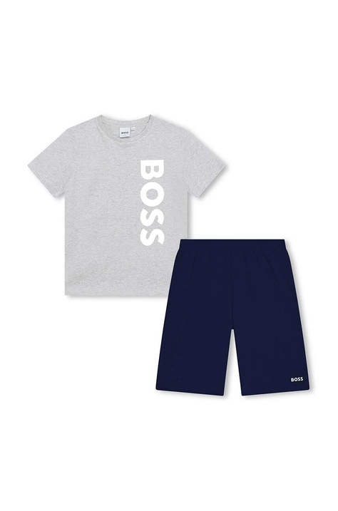 BOSS set de bumbac pentru copii culoarea gri