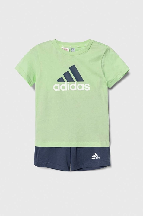 Pamučna dječja trenirka adidas boja: zelena