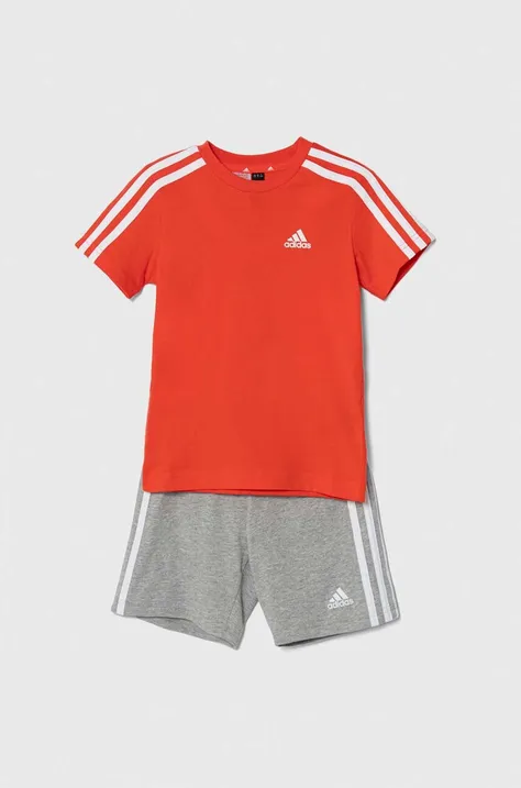 Παιδικό βαμβακερό σετ adidas χρώμα: κόκκινο