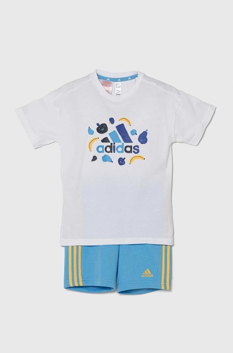 Otroški bombažni komplet adidas bela barva