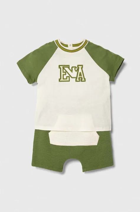 Pamučni komplet za bebe Emporio Armani boja: zelena