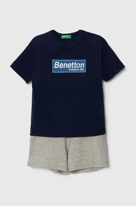 United Colors of Benetton komplet bawełniany dziecięcy kolor granatowy