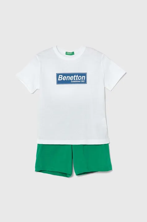 Pamučna dječja trenirka United Colors of Benetton boja: zelena