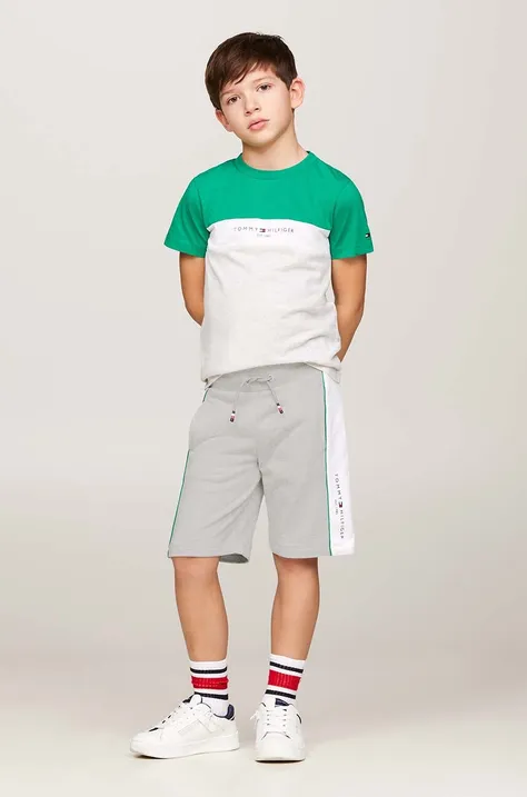 Παιδικό βαμβακερό σετ Tommy Hilfiger χρώμα: πράσινο