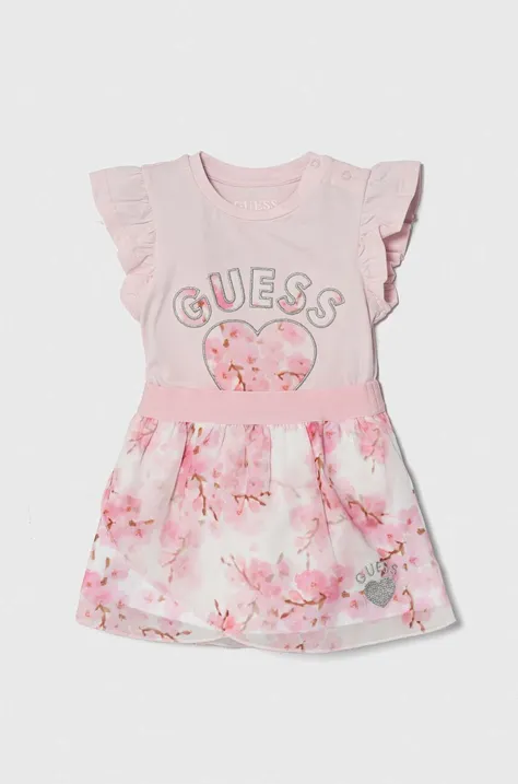 Σετ μωρού Guess χρώμα: ροζ
