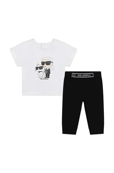 Karl Lagerfeld set de bumbac pentru bebelusi culoarea alb