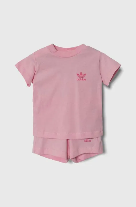 Бебешки памучен комплект adidas Originals в розово