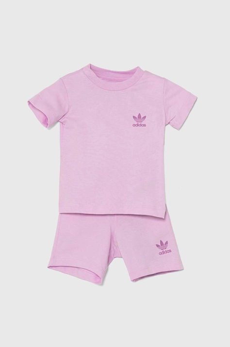 Pamučni komplet za bebe adidas Originals boja: ljubičasta