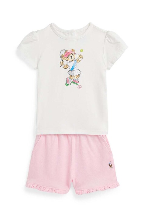 Бебешки памучен комплект Polo Ralph Lauren в бяло
