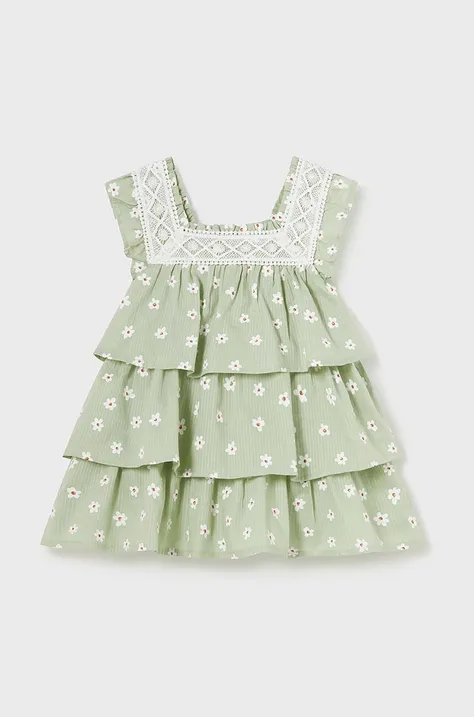 Детское хлопковое платье Mayoral цвет зелёный mini расклешённая