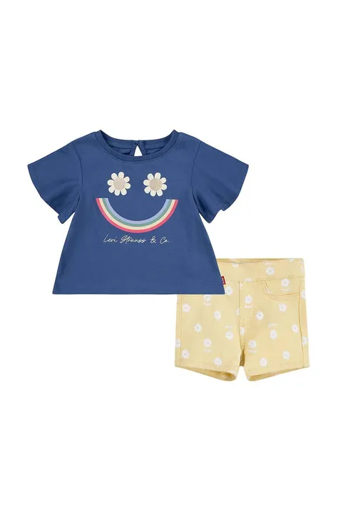 Комплект для немовлят Levi's LVG SMILEY FLOUNCE TEE & SHORT колір жовтий