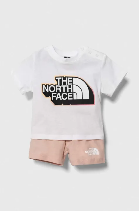 Бебешки памучен комплект The North Face COTTON SUMMER SET в розово