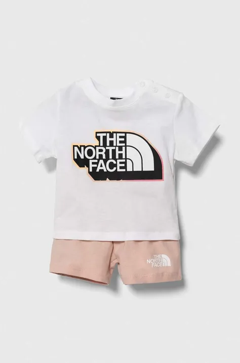 Βρεφικό βαμβακερό σετ The North Face COTTON SUMMER SET χρώμα: ροζ