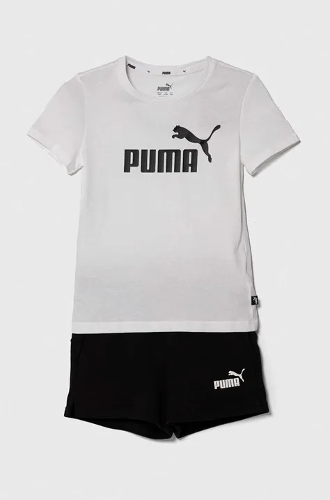 Otroški komplet Puma Logo Tee & Shorts Set bela barva