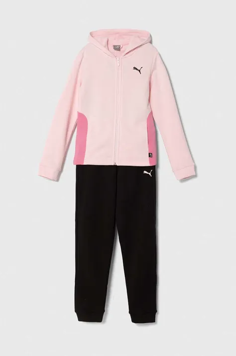 Детски анцуг Puma Hooded Sweat Suit TR cl G в розово