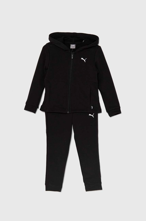 Otroška trenirka Puma Hooded Sweat Suit TR cl G črna barva