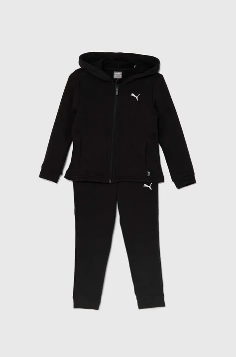 Detská tepláková súprava Puma Hooded Sweat Suit TR cl G čierna farba