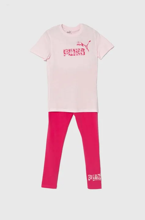 Детски памучен комплект Puma ANIMAL & Leggings Set G в розово