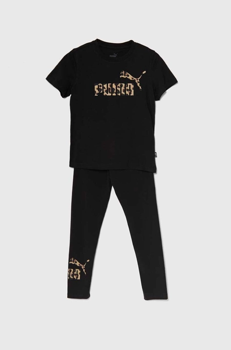 Детски памучен комплект Puma ANIMAL & Leggings Set G в черно