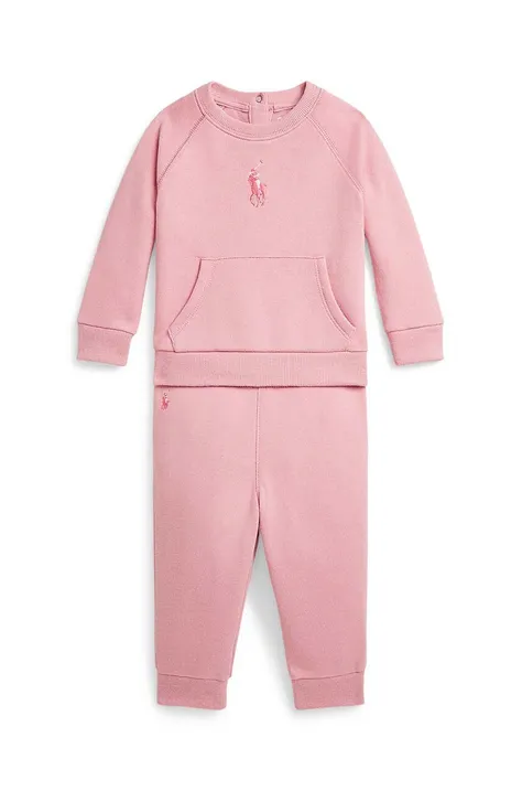 Trenirka za dojenčka Polo Ralph Lauren roza barva, 310942248001