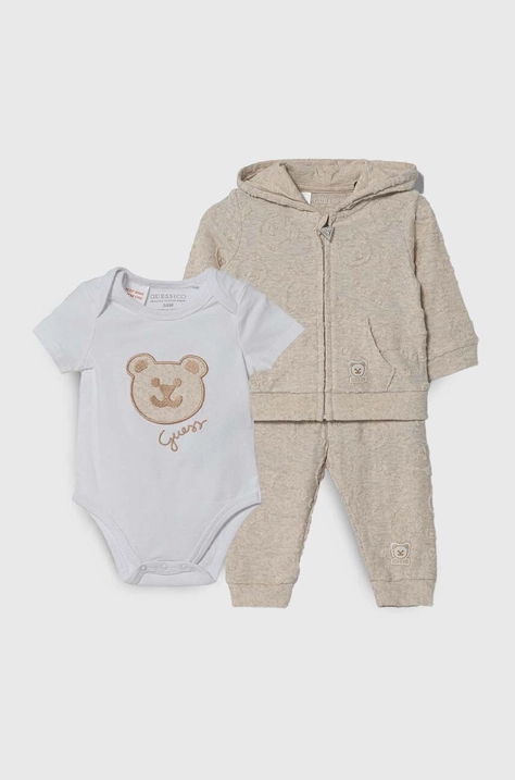 Pamučni komplet za bebe Guess boja: bež