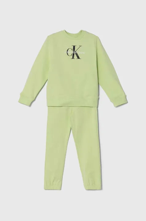 Детски анцуг Calvin Klein Jeans в зелено