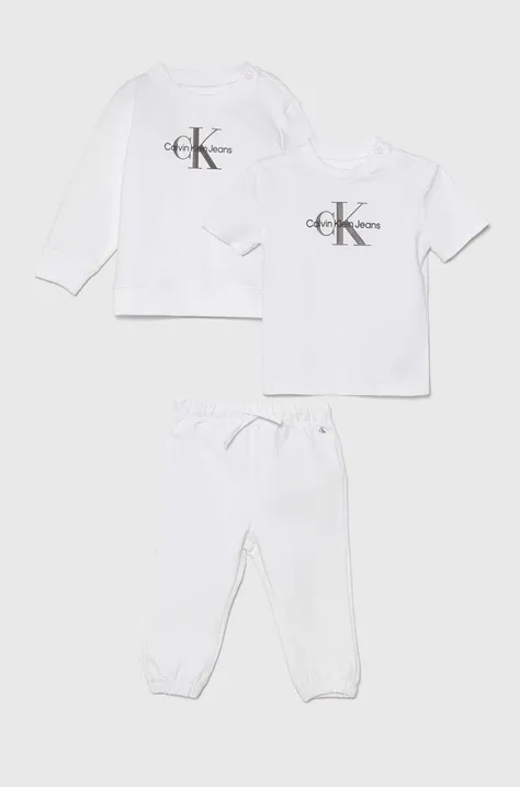 Calvin Klein Jeans set de bumbac pentru bebelusi culoarea alb