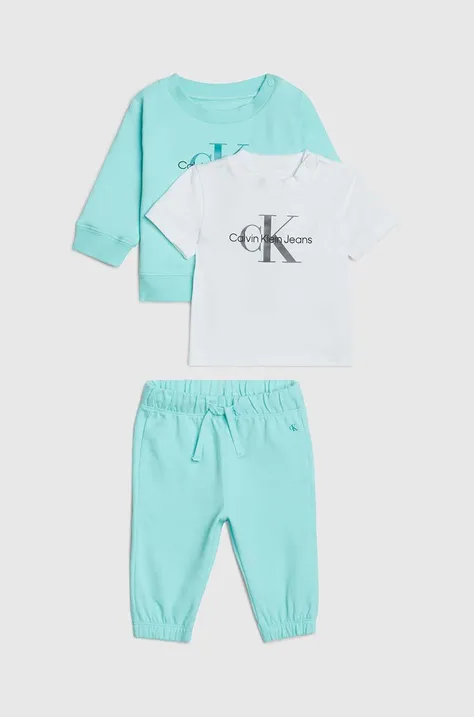 Детский хлопковый комплект Calvin Klein Jeans цвет бирюзовый