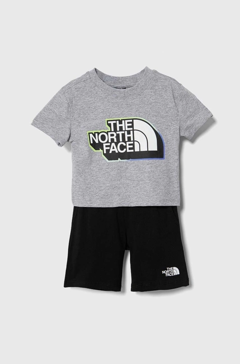 Дитячий бавовняний комплект The North Face SUMMER SET колір сірий