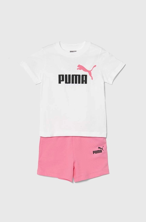 Puma komplet bawełniany niemowlęcy Minicats & Shorts Set kolor różowy