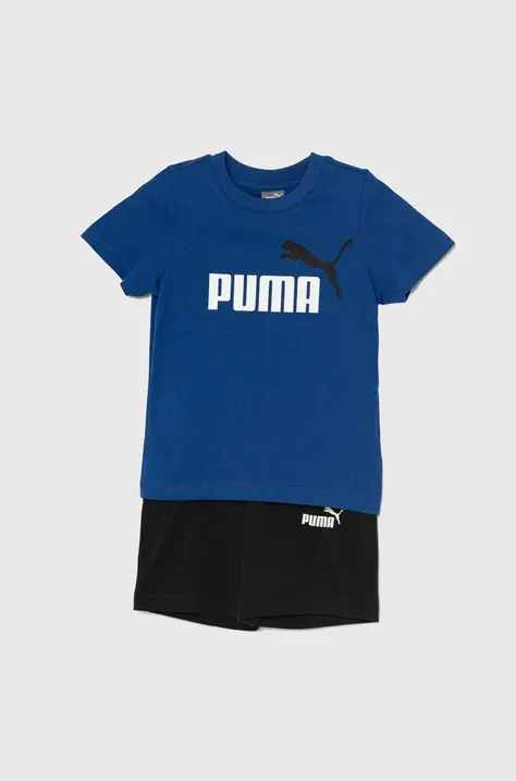 Otroški bombažni komplet Puma Minicats & Shorts Set mornarsko modra barva