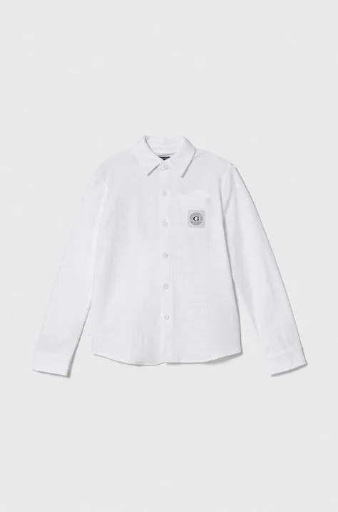 Παιδικό βαμβακερό πουκάμισο Guess χρώμα: άσπρο