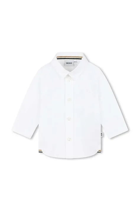 Dětská bavlněná košilka BOSS bílá barva