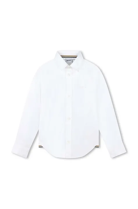 Dječja pamučna košulja BOSS boja: bijela
