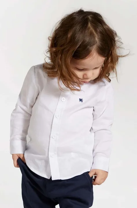 Παιδικό βαμβακερό πουκάμισο Coccodrillo χρώμα: άσπρο