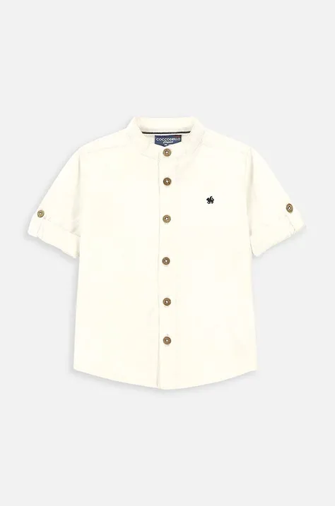 Бебешка риза с лен Coccodrillo в бяло