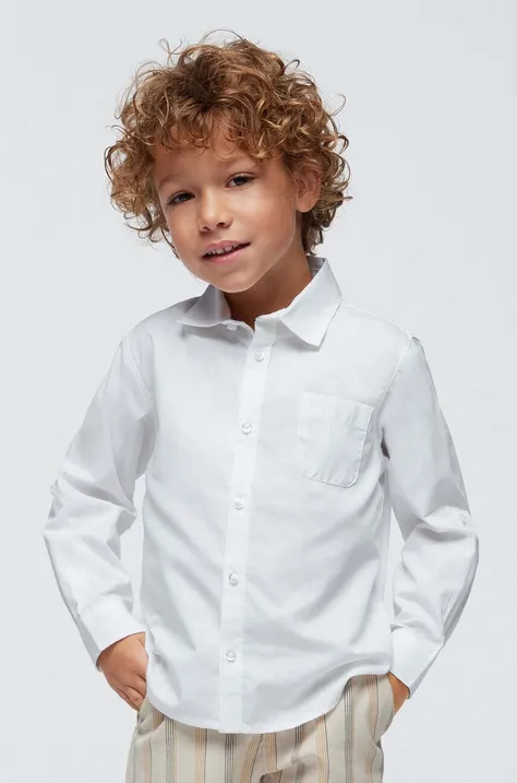 Дитяча бавовняна сорочка Mayoral колір білий