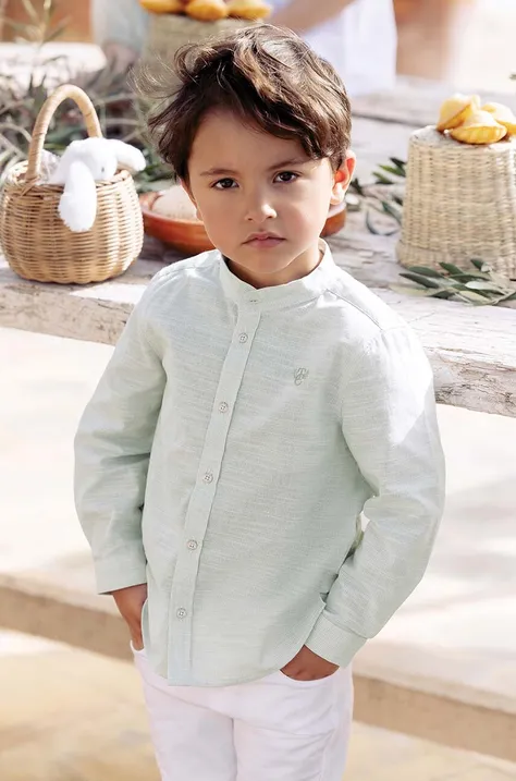 Detská bavlnená košeľa Tartine et Chocolat tyrkysová farba