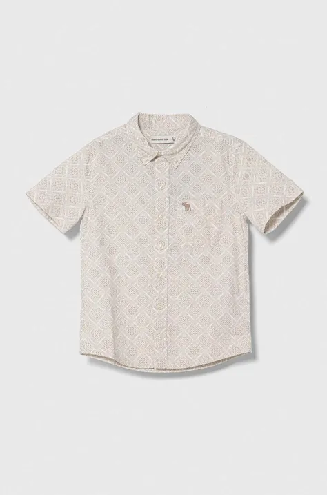 Παιδικό βαμβακερό πουκάμισο Abercrombie & Fitch χρώμα: μπεζ