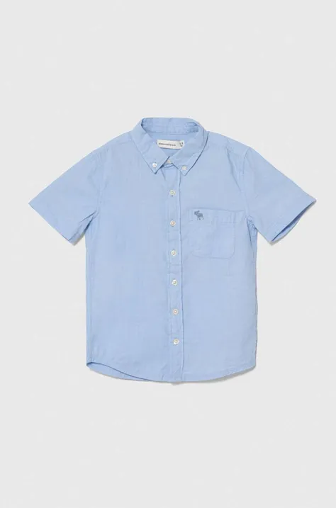 Детска памучна риза Abercrombie & Fitch в синьо