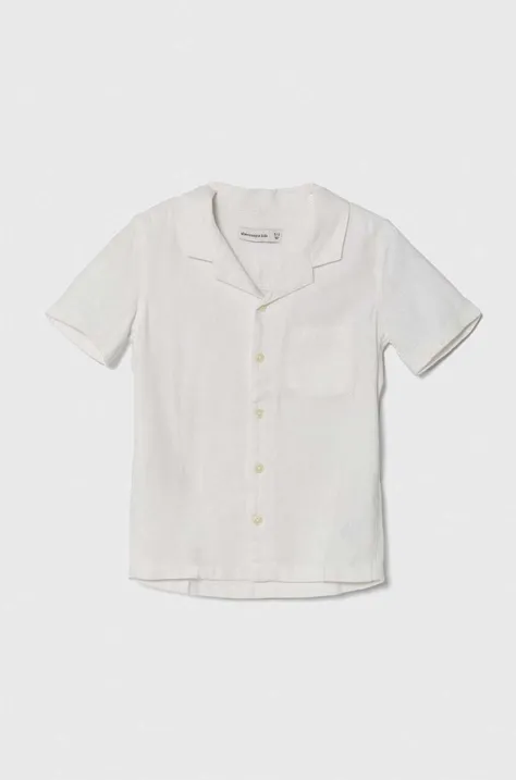 Detská ľanová košeľa Abercrombie & Fitch biela farba