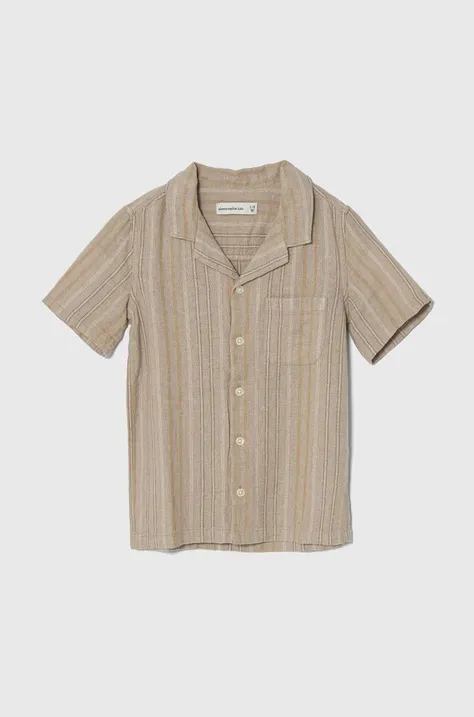 Otroška lanena srajca Abercrombie & Fitch bež barva