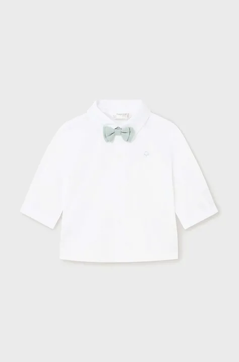 Bavlnená košeľa pre bábätká Mayoral Newborn biela farba