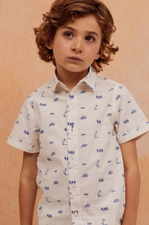 Детская хлопковая рубашка zippy цвет белый