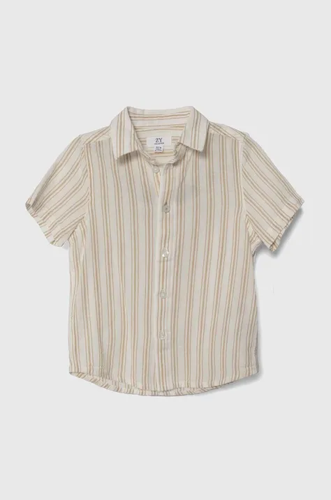 Dětská bavlněná košile zippy béžová barva