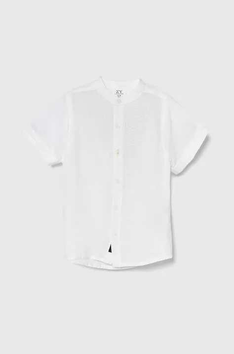 Дитяча сорочка з домішкою льну zippy колір білий