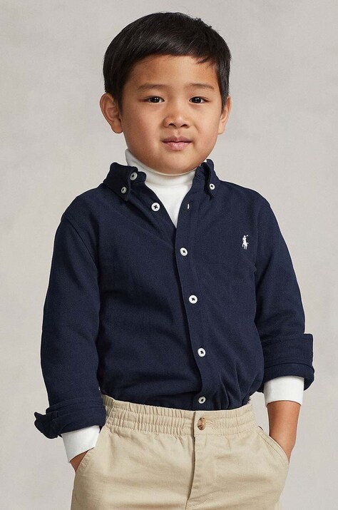 Детская хлопковая рубашка Polo Ralph Lauren цвет синий 322914506001