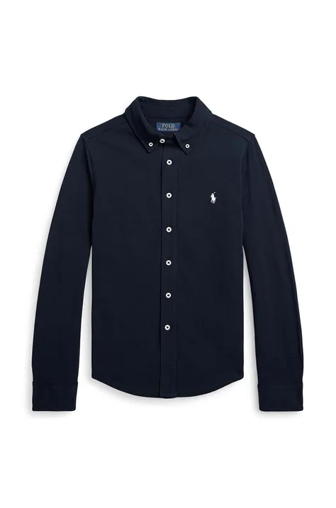 Polo Ralph Lauren camasa de bumbac pentru copii culoarea albastru marin, 323914506001