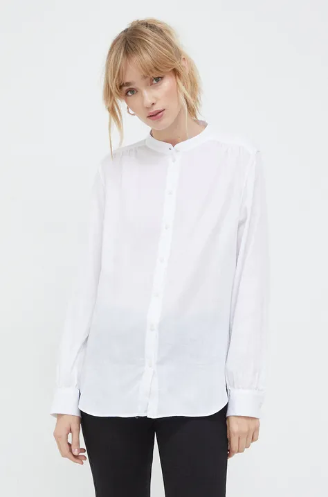 Бавовняна сорочка Marc O'Polo жіноча колір білий regular зі стійкою