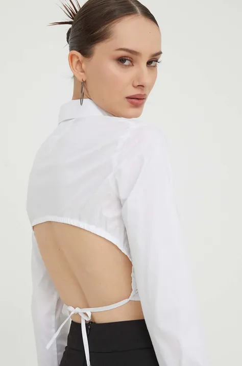Рубашка Tommy Jeans женская цвет белый regular классический воротник